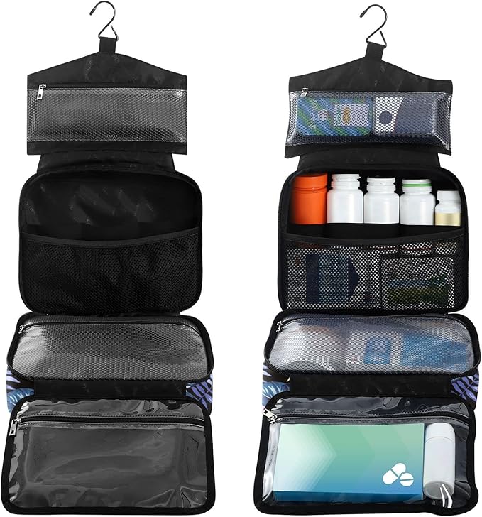 Naanle Pill Organizer Bag Travel Pill Bottle Medicine Organizer Home Storage Medication Bag for Vitamin Supplements, Hawaii Palm Leaves Flowers Empty First Aid Bag for Car Camping, 1.0 Count