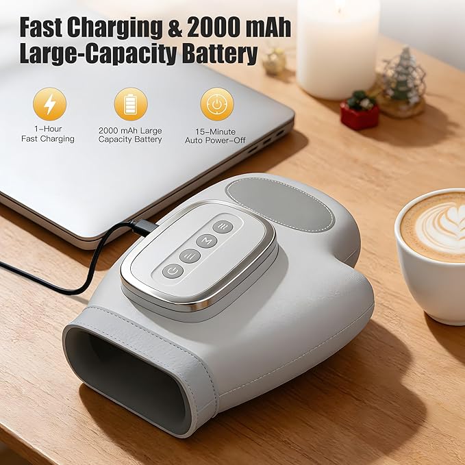 Hand Massager with Heat and Compression, Cordless Hand Massager, Finger Massager, 3 Massage 4 Temperatures 5 Compression Models, Ideal Gift for Women, Men