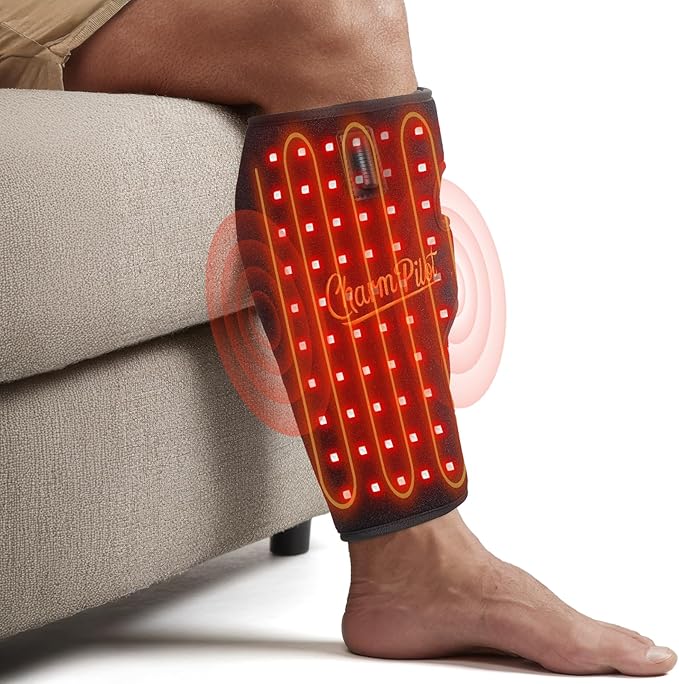 Red Light Therapy Pad for Calf, Near-Infrared Light Therapy Wraps, Vibrating Massage Heating for Leg, Adjustable Power and Modes, Perfect for Office, Home, and Post-Workout Use(Black)