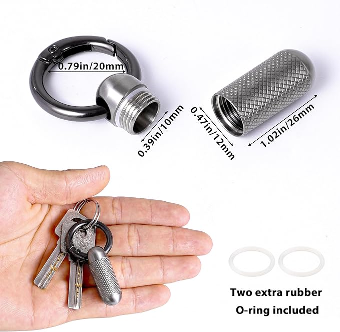 Titanium Keychain Pill Holder,Portable Mini Pill Case, Waterproof Small Pill Container,Mental Pocket Pill Case for Travel Purse