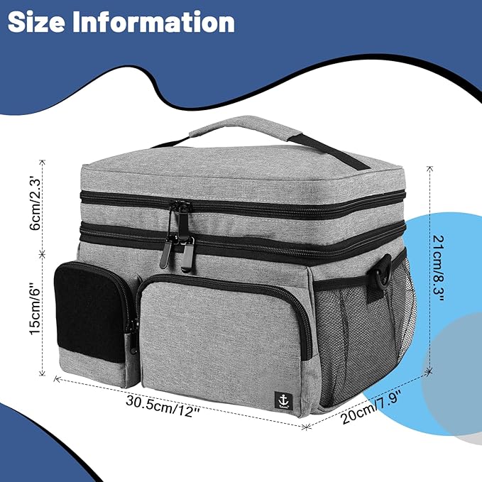 Double Layers Medicine Bag with Insulated Compartment Pill Bottle Organizer with Lockable Zipper,Travel Medicine Organizer with Soft Shoulder Straps for Pill Bottles, Medical Supplies