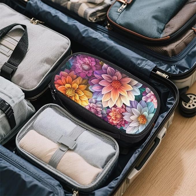 Bohemian Floral Diabetic Supplies Bag Carrying Case Organizer for Diabetes Testing Kit, Blood Glucose Monitor Kit, Meter, Test Strips, Lancets, Insulin Cooler Travel Case Daily Life