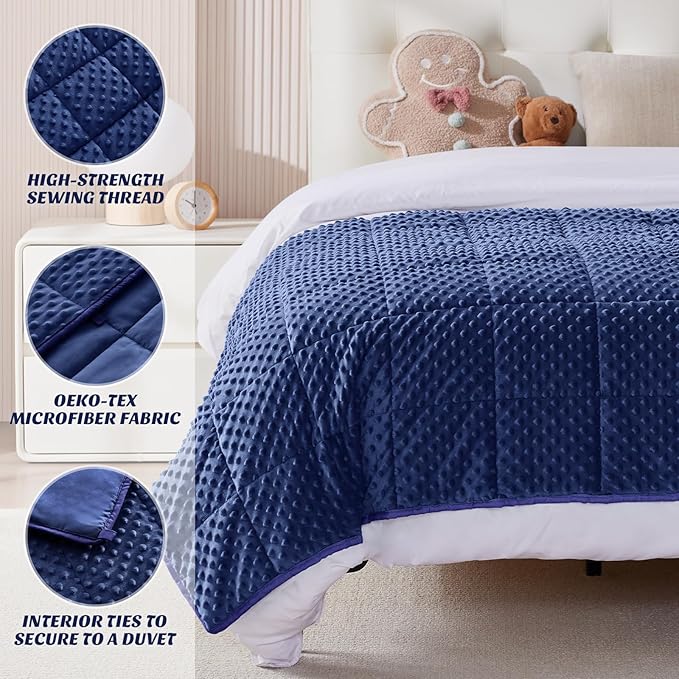 anfie Weighted Blanket Kids(36"x48" 5lbs) Weighted Blanket Cooling Blanket for Sleeping,Throw Size Breathable Blanket with Premium Glass Bead(Blue)