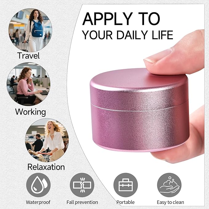 Small Daily Pill Box - Portable Waterproof Metal Pill Case for Pocket or Purse Aluminium Alloy Round Travel Pill Container Storage Container 2 Pieces (Pink Green)