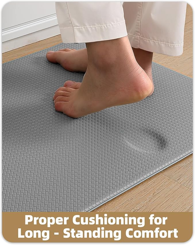 Color&Geometry Anti Fatigue Cushion Kitchen Mat for Floor -24"x94",Wide,Easy Clean, Water & Oil Proof, Anti Slip, Foam Rubber Runner Rug for Front Sink Comfort Standing,Grey