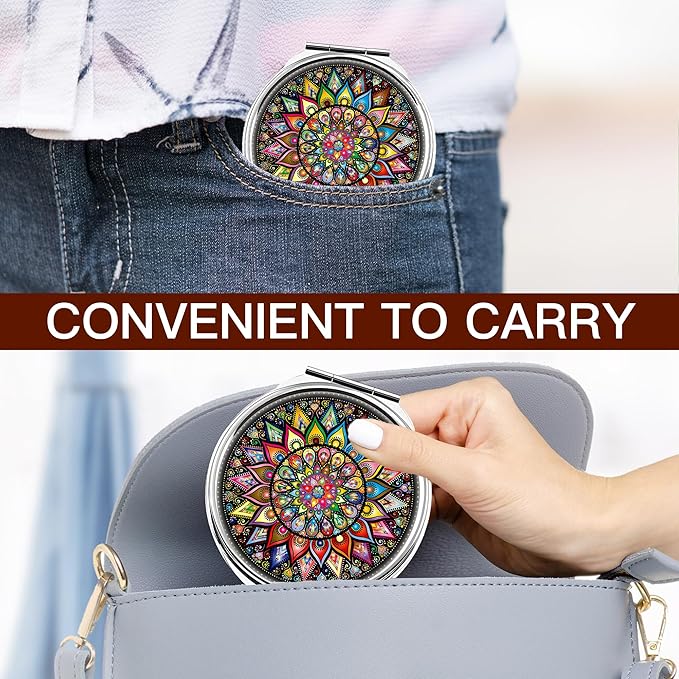Weekly Pill Case, Medicine Planner, Vitamin Organizer Box, Portable Daily Pill Box with Compartments,Pocket Purse Metal Medicine Organizer Unique Gifts,Mandala