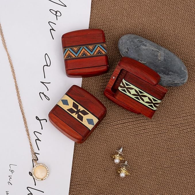 3pcs Small Wooden Pill Organizer Boxes Travel Case Hidden Safe for Jewelry Keepsake Decorative Mini Trinket Ideal for Storing Rings Cufflinks Earrings Necklaces and Medicine Perfect Travel Size