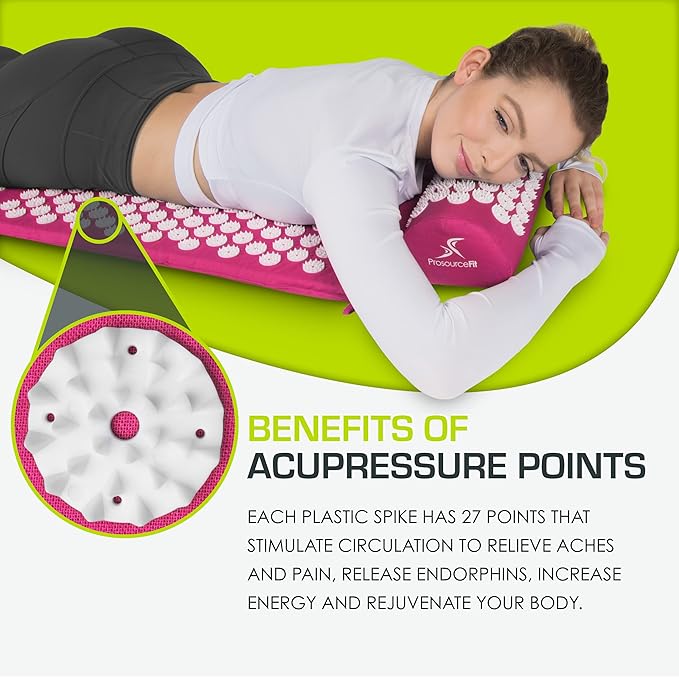 ProsourceFit Acupressure Mat and Pillow Set for Back/Neck Pain Relief and Muscle Relaxation
