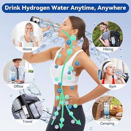 2025 Upgrade Hydrogen Water Bottle Generator, 2 in 1 Hydroh Hydrogen Water Bottle with SPE/PEM Technology, 460ml Portable Rechargeable Ionizer Machine for Home, Office, Travel and Fitness