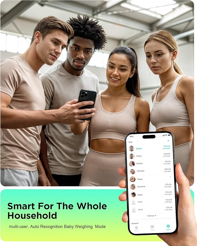 RunStar Smart Scale for Body Weight, Full-Body Bathroom Scale with 8 Electrodes for BMI, Muscle Mass, 3-Metric Display, High-Accuracy Body Composition Monitor with 28 Metrics & App Connectivity Black