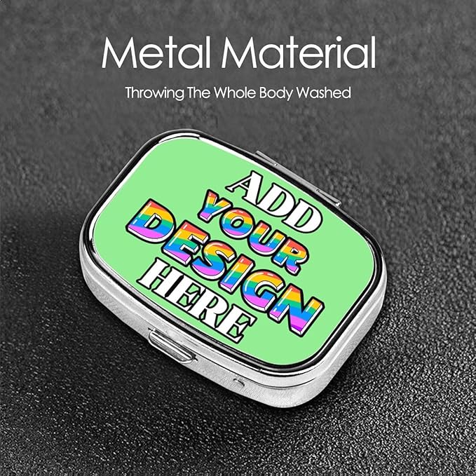 Custom Pill Container, Medicine Pill Box Case Organizer Travel Pill Holder Vitamin for Purse Med Wallet Portable Mini Pastillero SquareLight GreenPersonalized Gifts