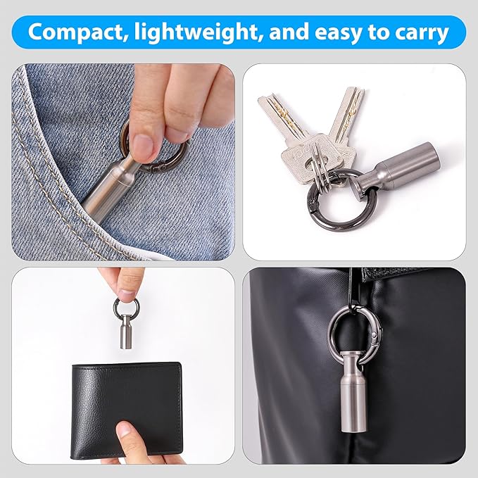 Titanium Keychain Pill Holder,Portable Mini Pill Case, Waterproof Small Pill Container,Mental Pill Box for Travel Purse Camp