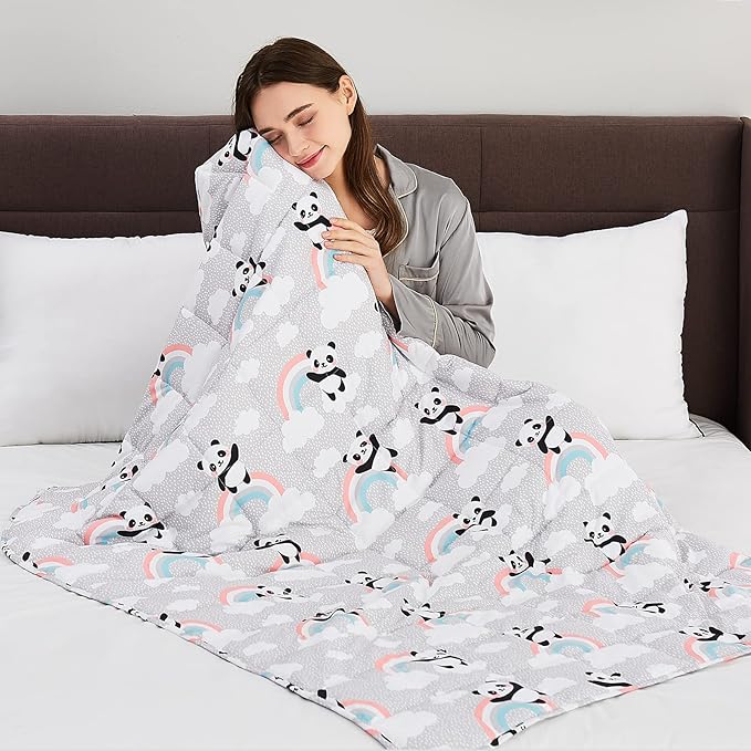 CuteKing Weighted Blanket for Adults: Weighted Blanket with Premium Glass Beads - Thick Blanket for Adult All Season(15lbs, 48"x72", HappyPanda)
