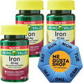 Spring Valley Iron Tablets Dietary Supplement Value Size, 65 mg 200 Count Pack of 3 Total 600 Includes Pill Organizer