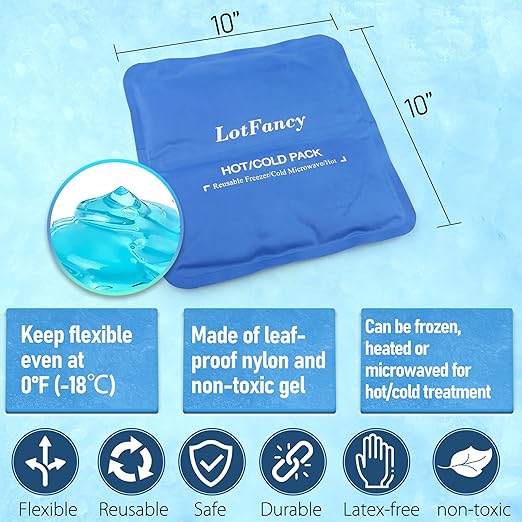 LotFancy Elbow Ice Pack, Reusable Gel Pack with Brace Wrap, Hot Cold Therapy Compress for Tendonitis and Golfers, Tennis Elbow, Arthritis, Bursitis, Sports Injuries Pain Relief