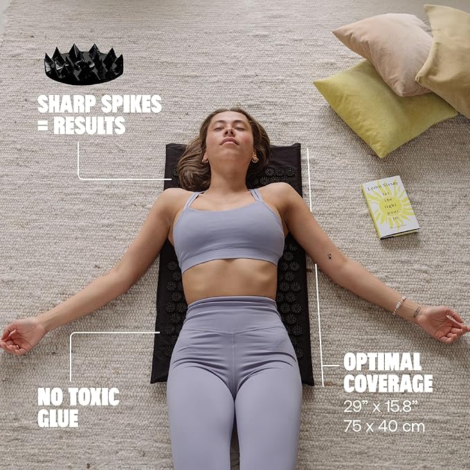 ShaktiMat Acupressure Mat for Relaxation, Massage Muscles, Aid Sleep & Unlock Inner Tension, Similar to Acupuncture, No Needles Required (Classic, Level 2, Shakti Black)