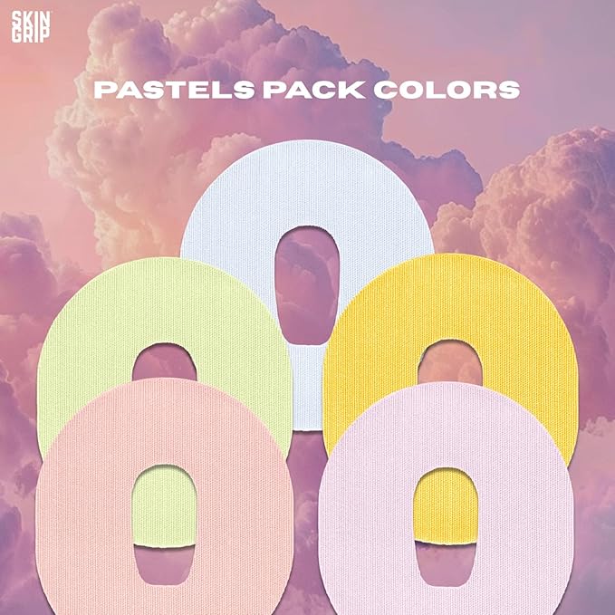Skin Grip Adhesive Patch Compatible with Dexcom G6 Adhesive Patches Waterproof & Sweatproof with Cutout, Lasts 10-14 Days, Continuous Glucose Monitor Patch, CGM Sensor Cover – 20 Pack, Pastel Colors