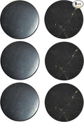 6 pcs Shungite Stickers Set Round 50 mm Polished and Unpolished (3 of Each) for Cell Phone Case Tablet Laptop Computer - Energy Shungite Stones Protection Plate with Carbon Fullerenes