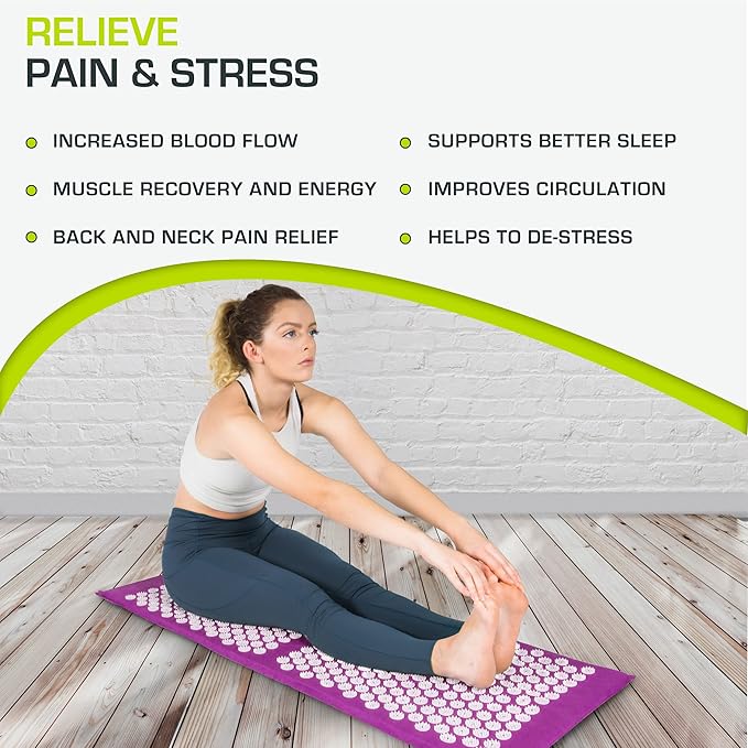 ProsourceFit Acupressure Mat and Pillow Set for Back/Neck Pain Relief and Muscle Relaxation