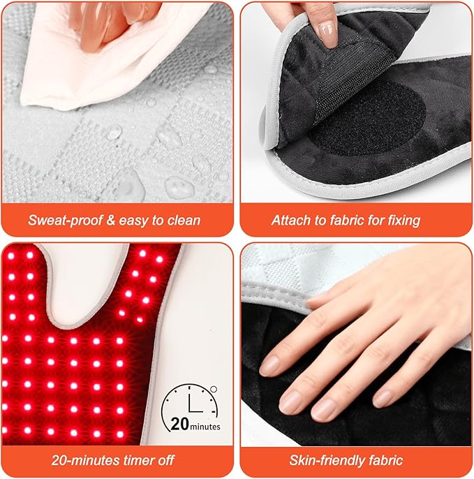 Red Light Therapy for Neck and Shoulders 3-in-1 LED Bead 660nm&850nm Infrared Light Therapy Belt for Neck Waist Back with Timer Remote Control Wearable Suitable for Home and Office Use