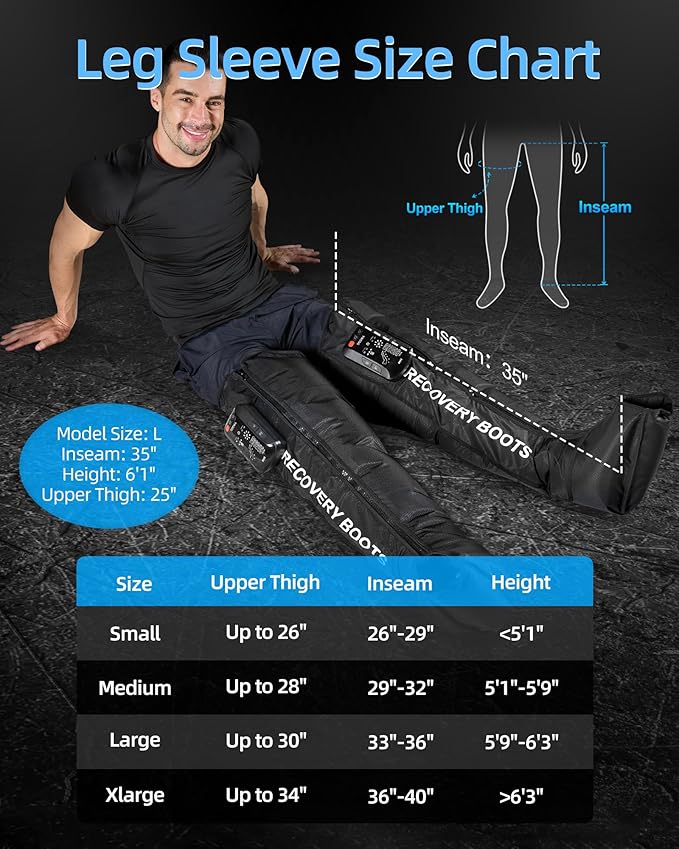 Air Compression Leg Massager, Cordless Recovery System for Improved Circulation, Professional Foot Massage Boots with 5 Massage Areaes, 8 Intensities(Only Single Leg)-Medium