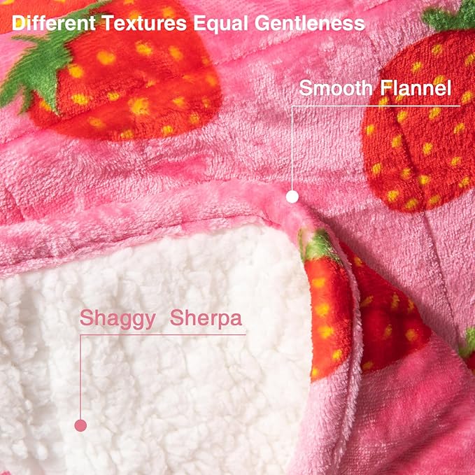 Aemicion Strawberry Pink Weighted Blanket for Adults,King Size Heavy Blanket 20lbs 80x87in,Soft Sherpa Fleece Washable Blanket as Gifts for Women Mon