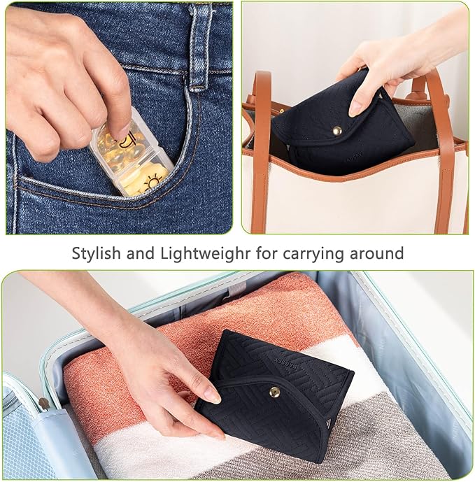 BAGSFY Weekly Pill Organizer 3 Times a Day in a Cute Fabric Pill Case, Medicine Pill Organizer, Pill Box, Portable Travel Pill Case, Pill Container for Medication, Vitamins, Fish Oils, Supplements