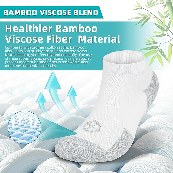 Diabetic Socks for Men,4 & 6 Pairs Low Cut Bamboo Viscose Wide Mens Diabetic Socks Size 9-11 10-13