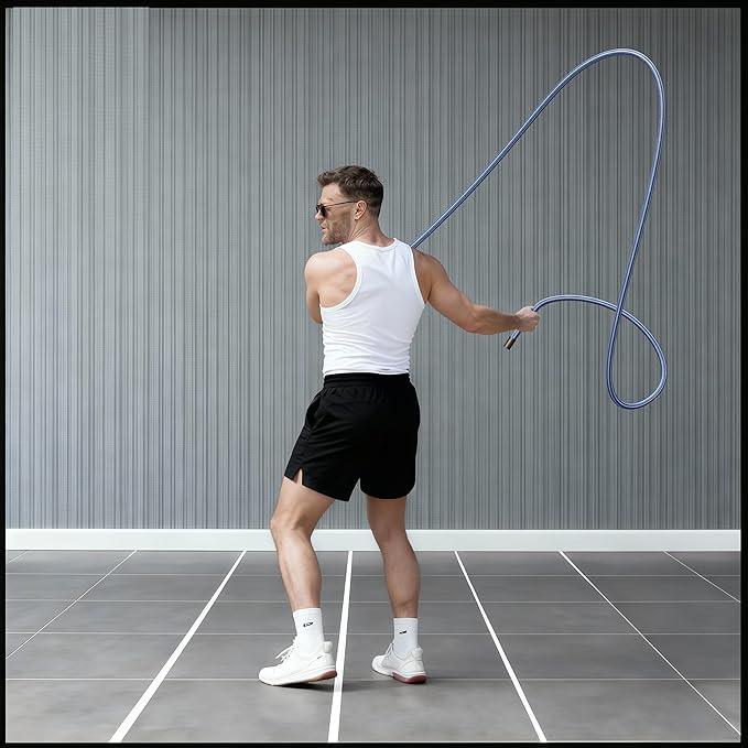 Flow Rope Exercise Jump Rope – 1.5lb Weighted Flow Jump Rope for Cardio, Boxing, HIIT & Upper Body Fitness – Adjustable Double Woven Workout Rope for Men, Beginners – Indoor & Outdoor Use