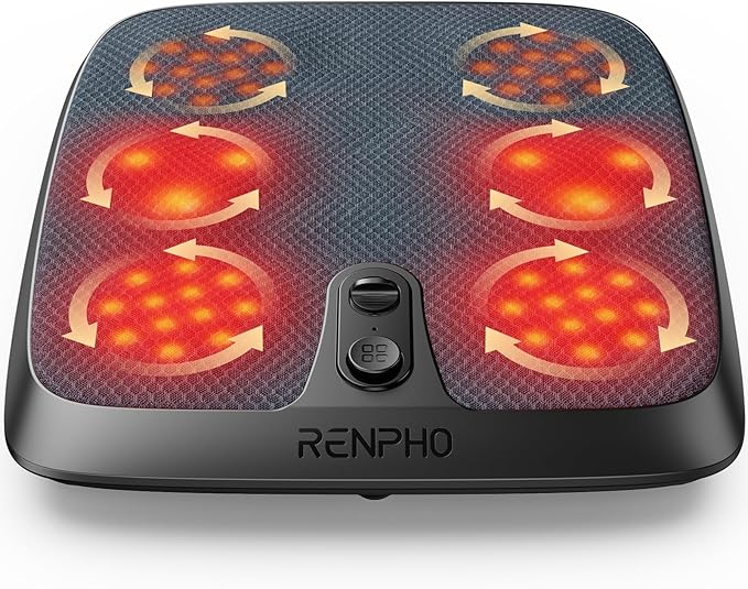 RENPHO FSA Slim Electric Shiatsu Foot Massager with Heat - Foot -Enabled On/Off Pressure Trigger for Easy Use, Deep Kneading for Neuropathy & Plantar Fasciitis Relief, Gifts for Women, Fits Under Sofa