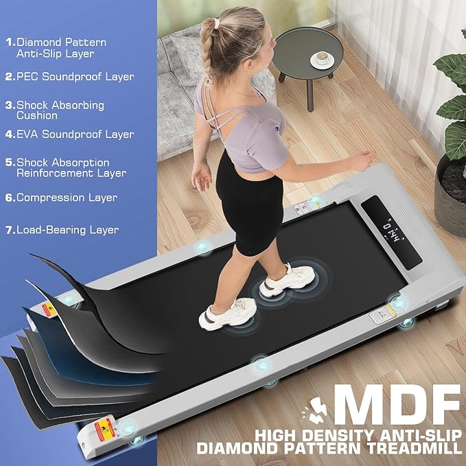 FUNMILY Walking Pad Treadmill Under Desk, 2.5HP Small Treadmill for Home/Office, 2026 Upgrade 3-in-1 Mini Treadmills with App, Remote Control, LED Display, 300 LBCapacity