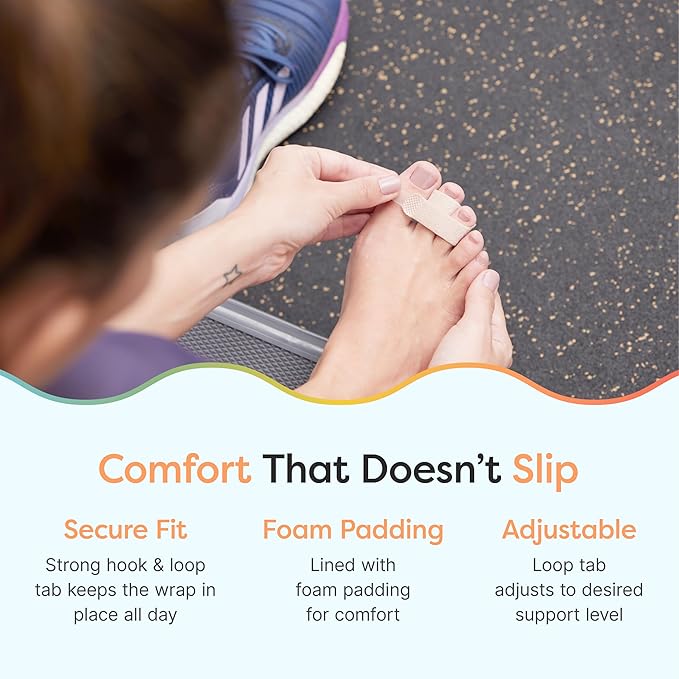 ZenToes Hammer Toe Corrector for Women & Men - Reusable Fabric Buddy Wraps for Broken Toes - Cushioned Toe Splint for Protection & Recovery & Hammertoe Straightener - 4 Count (Small, Beige)