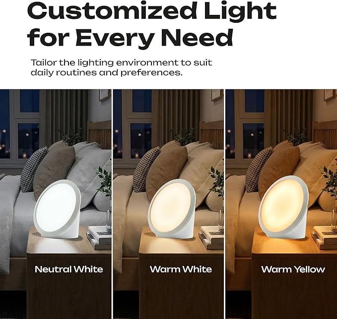 Light Therapy Lamp 10000 Lux - Happy Lamps Full Spectrum Sunlight Lamps for Day Light - Portable Uv-Free Sun Daylight Box with Bright White Natural Lights Adjustable Brightness for Mood Energy