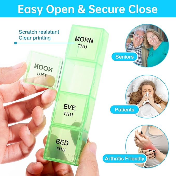 VMVN XL Pill Organizer, Extra Large Medicine Organizer,Pill Box 7 Day,Weekly Pill Case Container,4 Times a Day Pill Holde for Vitamin Travle Work