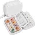 Zannaki Cute Pill Organizer for Purse with Two Removable 7-Day Pill Box, Travel PU Leather Pill Case, Portable Weekly Pill Container with Storage Bag to Hold Vitamins, Fish Oils, Supplements (White)
