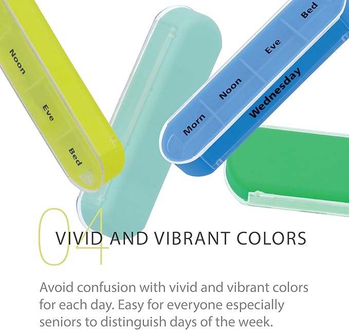Pill Organizer Box - Weekly Case with Pill Splitter Cutter – Holder –Large Travel Medication Reminder Daily Am PM, Day Night Compartments 7 Day–Medicine Dispenser Twice, 3, 4 Times a Day