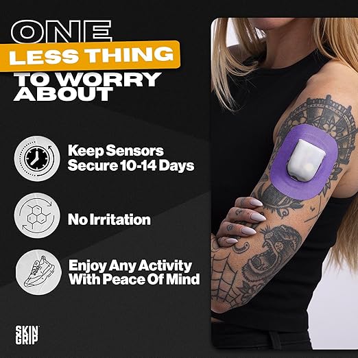 Skin Grip Insulet Omnipod 5 Adhesive Patches Waterproof & Sweatproof (Also Fits Omni pod Dash), Pre-Cut Medical Tape, Ultimate Insulin Pump Protection, Diabetic Sensor Covers, 20-Pack, Purple