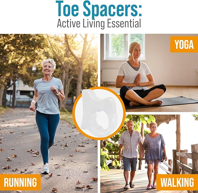 5 STARS UNITED Pinky Toe Spacers for Men & Women – 4 Gel Separators for Overlapping & Curled Little Toes, Bunions, Alignment - Diabetic Foot Care, Silicone Spreader, Corrector & Straightener, Clear