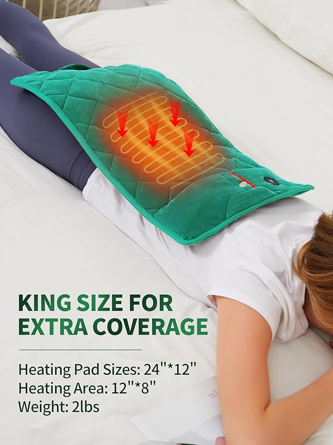 Vofuoti Portable Heating Pad, Cordless Weighted Heating Pads with 10000mAh Battery and 3 Heat Settings, Electric Heated Pad for for Back, Abdomen, Neck & Shoulder, Gift for Family, 12" x 24"