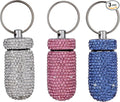 3PCS Bling Crystal Rhinestone Portable Pill Case Pill Container Waterproof Pill Holder with Keychain Glitter Travel Pill Box Small Medicine Dispenser Bottle Storage for Outdoor Camping Travel,5