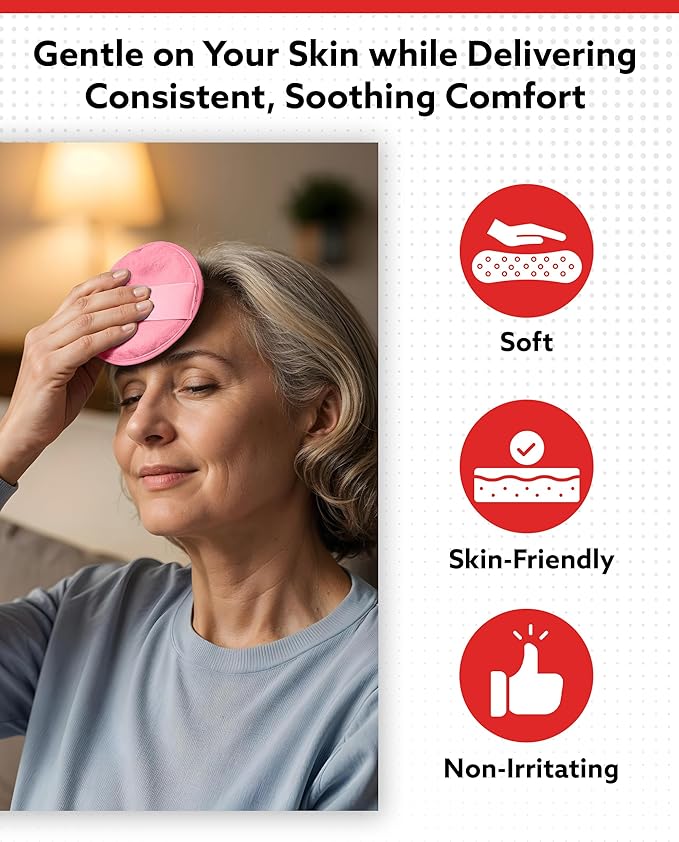 Alpi Circle Plush Gel Ice Packs Reusable & Microwavable – 4”x4” Small Ice Packs for Adults – Hot or Cold Eye Mask with Beads - Plush Comfort for Muscle Aches & Minor Discomfort – Pink