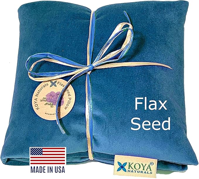 KOYA Naturals Soft Velvet Flax Seed Pillow - Microwave Heating Pad – Microwavable Moist Heat Pack – for Neck, Muscle, Joint, Stomach Pain, Menstrual Cramps – Warm Wrap (Turquoise)