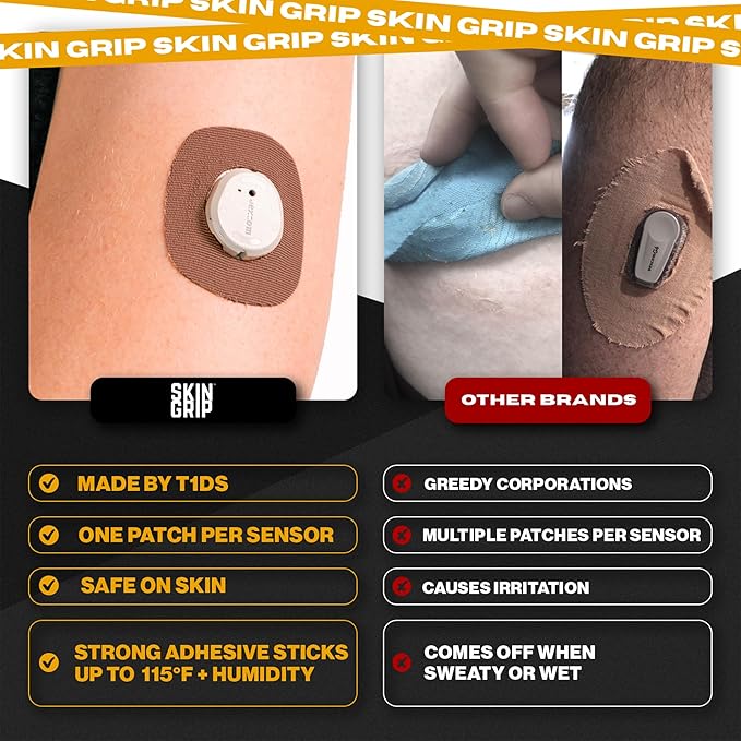 Skin Grip Adhesive Patches Compatible with Dexcom G7 & Stelo CGM with Cutout – Waterproof & Sweatproof Cover for Continuous Glucose Monitor Sensor, Stays Secure for 10-15 Days – 20 Pack, Chocolate