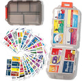 Large Pill Organizer with Medicine Labels - 7 Day Travel Daily Container, Mini Medication Storage Case (Grey, 161 Labels)