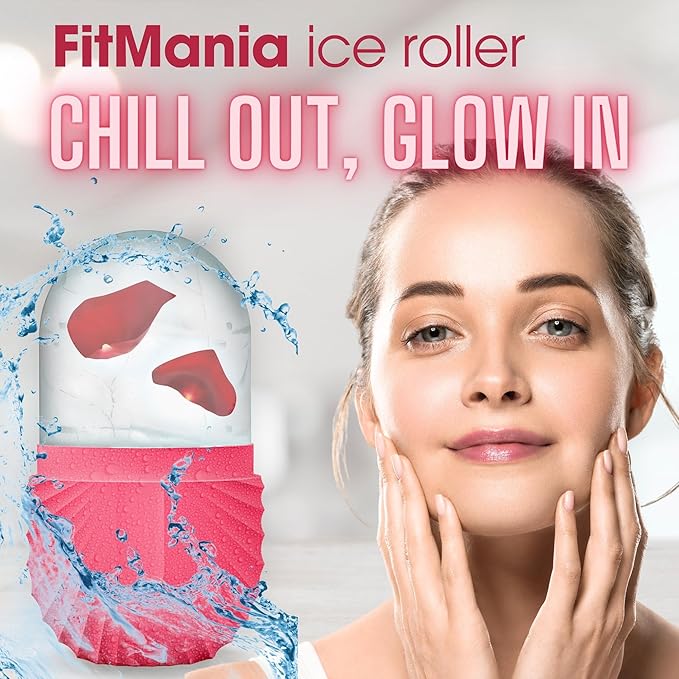 Ice Roller For Face with 2 Premium Heads, Facial Ice Roller for self Skin Care of all Types , Cold Face Ice Roller Facial Massager for Eye Puffiness relief , Wrinkles , Migraine & TMJ Relief Massager