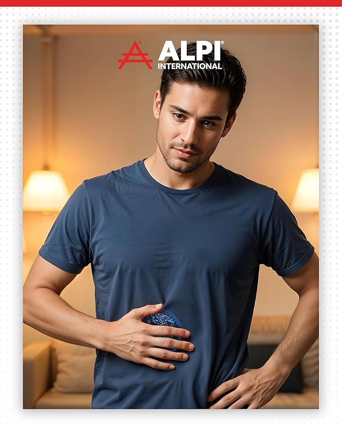Alpi Circle Plush Gel Ice Packs Reusable & Microwavable – 4”x4” Small Ice Packs for Adults – Hot or Cold Eye Mask with Beads - Plush Comfort for Muscle Aches & Minor Discomfort – Blue