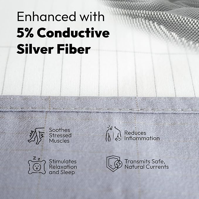 Grounding Fitted Sheets - King Size (76" x 80" x 13") Conductive Sheets Cover for Bed 95% Organic Cotton + 5% Silver Fiber-XL Bedsheets - with Cord for Earthing Connected (White, King)