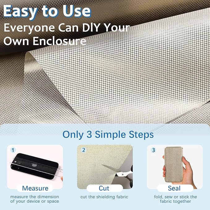 43in x 118in Faraday Fabric, Shielding Conductive Cloth for EMP EMF RFID Signal Blocking