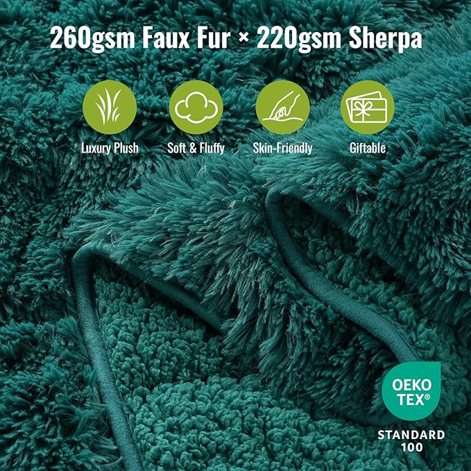 Uttermara Weighted Blanket 20 LBS Queen Size for Adults, Faux Fur Weighted Blanket with Luxury Long Fur, Fluffy Cozy Warm Sherpa Heavy Blankets for Sofa Bed, 60 x 80 inches, Forest Green
