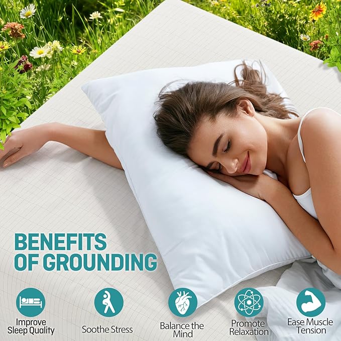Grounding Fitted Sheets Twin Size, Grounding Sheets Twin with 10% Silver Fiber, 15'' Deep Pocket Grounded Fitted Bed Sheets for Better Sleep & Wellness, 39" x 75"x15", White